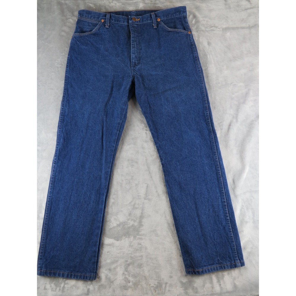 Wrangler 13MWZ Mens Dark‎ Wash Blue Denim Jeans Cowboy Cut Size 38x30